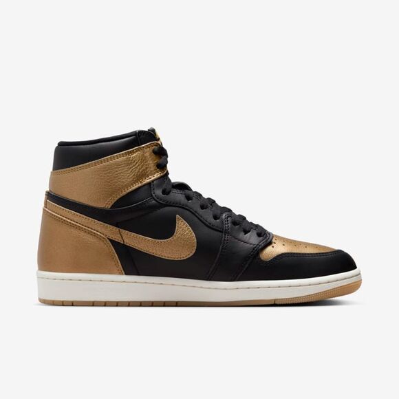 Nike Air Jordan 1 Retro High OG Black/Metallic Gold-Sail DZ5485-071 Men's - Picture 2 of 4